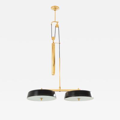 Gaetano Sciolari Gaetano Sciolari for Stilnovo painted metal brass pulley chandelier 1950