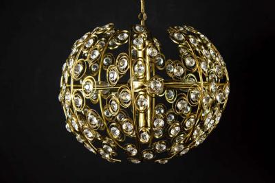 Gaetano Sciolari Globe and Diamond Crystal Midcentury Chandelier by Gaetano Sciolari 1960