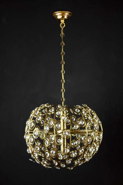 Gaetano Sciolari Globe and Diamond Crystal Midcentury Chandelier by Gaetano Sciolari 1960