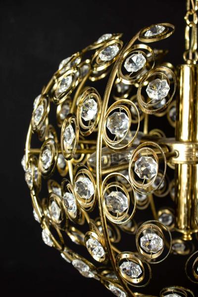 Gaetano Sciolari Globe and Diamond Crystal Midcentury Chandelier by Gaetano Sciolari 1960