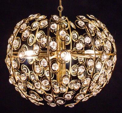 Gaetano Sciolari Globe and Diamond Crystal Midcentury Chandelier by Gaetano Sciolari 1960