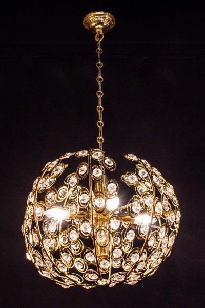 Gaetano Sciolari Globe and Diamond Crystal Midcentury Chandelier by Gaetano Sciolari 1960