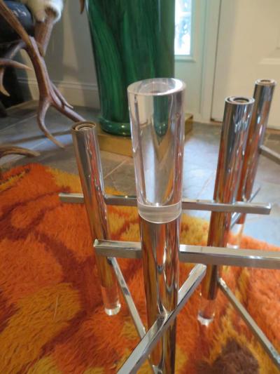 Gaetano Sciolari Gorgeous Gaetano Sciolari 1970s Chrome and Lucite Chandelier Midcentury