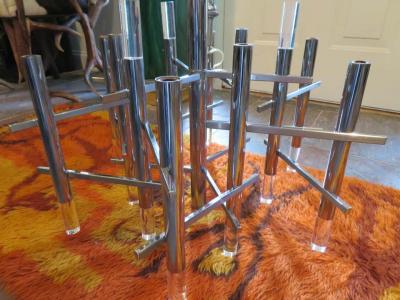 Gaetano Sciolari Gorgeous Gaetano Sciolari 1970s Chrome and Lucite Chandelier Midcentury