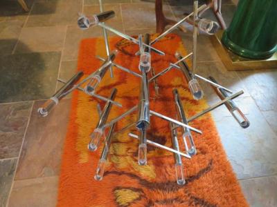 Gaetano Sciolari Gorgeous Gaetano Sciolari 1970s Chrome and Lucite Chandelier Midcentury