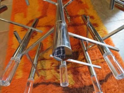 Gaetano Sciolari Gorgeous Gaetano Sciolari 1970s Chrome and Lucite Chandelier Midcentury