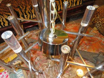 Gaetano Sciolari Gorgeous Gaetano Sciolari 1970s Chrome and Lucite Chandelier Midcentury