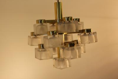 Gaetano Sciolari Italian Large Gaetano Sciolari Ice Cube Glass Chandelier