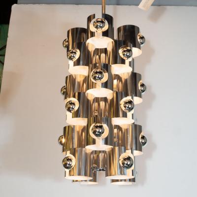 Gaetano Sciolari Italian Mid Century Modern Sculptural Polished Chrome Chandelier by Sciolari