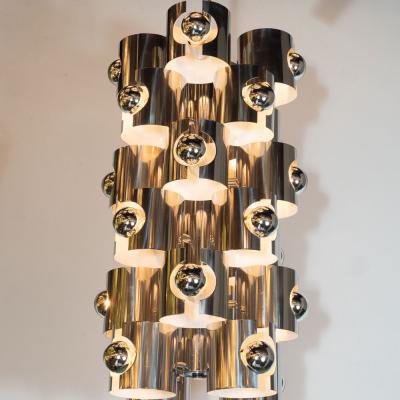 Gaetano Sciolari Italian Mid Century Modern Sculptural Polished Chrome Chandelier by Sciolari