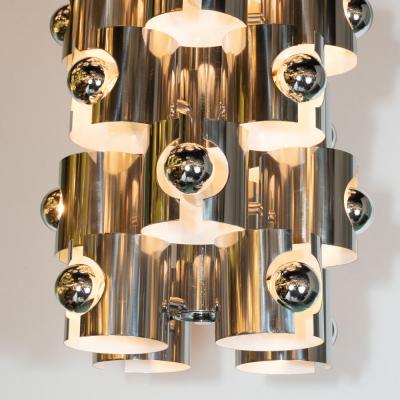 Gaetano Sciolari Italian Mid Century Modern Sculptural Polished Chrome Chandelier by Sciolari