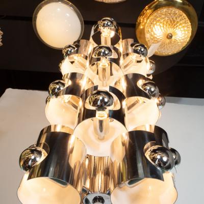 Gaetano Sciolari Italian Mid Century Modern Sculptural Polished Chrome Chandelier by Sciolari