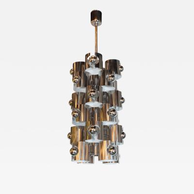 Gaetano Sciolari Italian Mid Century Modern Sculptural Polished Chrome Chandelier by Sciolari