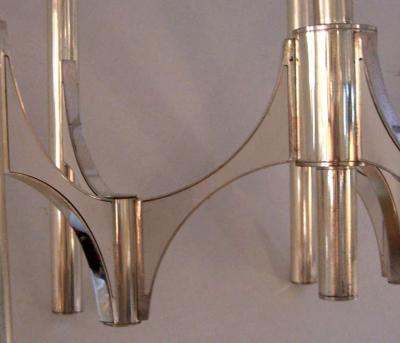 Gaetano Sciolari Italian Mid Century Modern Six Arm Chandelier Designed by Gaetano Sciolari