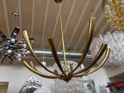 Gaetano Sciolari Italian Modern Brass Chandelier