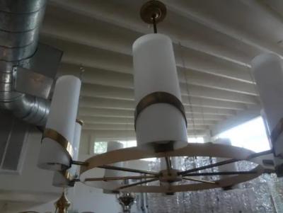 Gaetano Sciolari Italian Modern Brass and Glass Chandelier