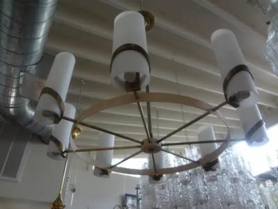 Gaetano Sciolari Italian Modern Brass and Glass Chandelier