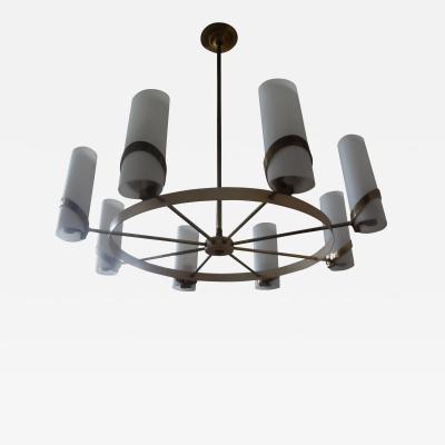 Gaetano Sciolari Italian Modern Brass and Glass Chandelier