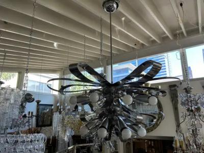 Gaetano Sciolari Italian Modern Chrome Chandelier By Gaetano Sciolari