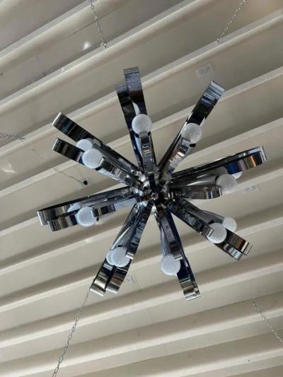 Gaetano Sciolari Italian Modern Chrome Chandelier By Gaetano Sciolari