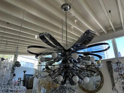 Gaetano Sciolari Italian Modern Chrome Chandelier By Gaetano Sciolari