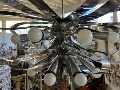 Gaetano Sciolari Italian Modern Chrome Chandelier By Gaetano Sciolari