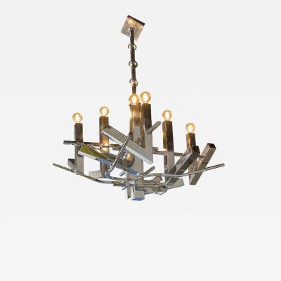 Gaetano Sciolari Italian Modern Polished Chrome 12 Light Chandelier Sciolari