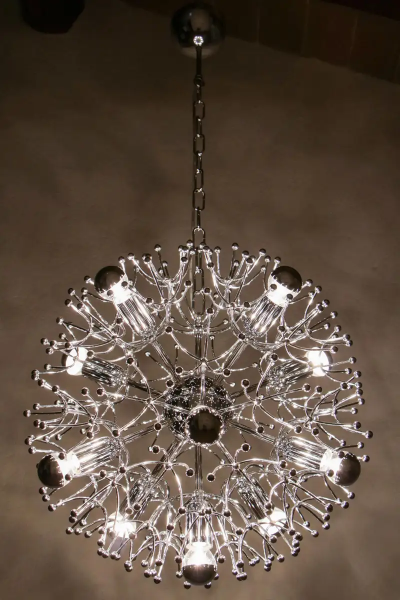 Gaetano Sciolari Italian Space Age Chrome Sputnik Chandelier Pendant Lamp by Gaetano Sciolari