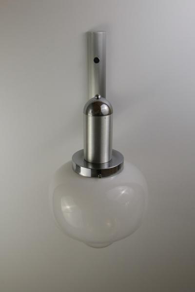 Gaetano Sciolari Italian Space Age Chromed Wall Milk Murano Glass Lamp by Gaetano Sciolari 1960s