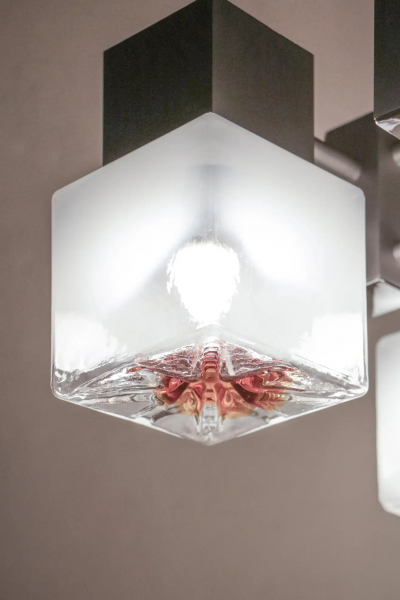 Gaetano Sciolari Italian Space Age Cubic Chandelier by Gaetano Sciolari for Mazzega 1970s