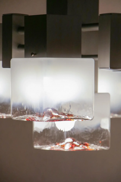 Gaetano Sciolari Italian Space Age Cubic Chandelier by Gaetano Sciolari for Mazzega 1970s