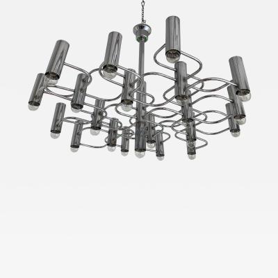 Gaetano Sciolari Large Chandelier Chrome Metal by Sciolari Belgium 1970s