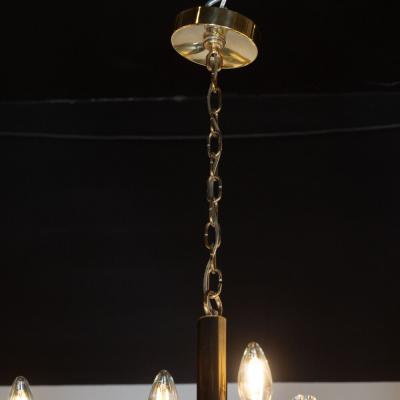 Gaetano Sciolari Mid Century Modern Rectilinear Polished Brass and Lucite Chandelier by Sciolari
