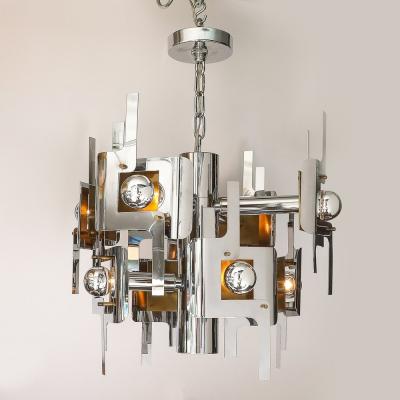Gaetano Sciolari Mid Century Modernist Eight Arm Chrome Brass Chandelier by Gaetano Sciolari