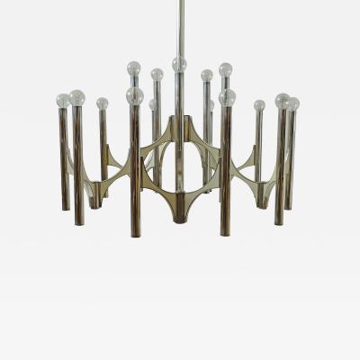 Gaetano Sciolari Monumental Silver Plated Brass Chandelier by Gaetano Sciolari Italy 1960s