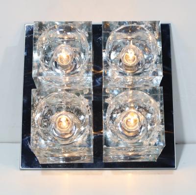 Gaetano Sciolari Murano Block Glass Sconce or Ceiling Light by Gaetano Sciolari for Lightolier