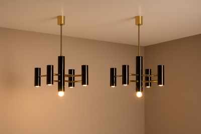 Gaetano Sciolari Pair Ceiling Lamps by Gaetano Sciolari for Boulanger Italy 1970s