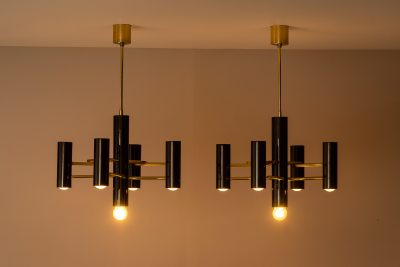 Gaetano Sciolari Pair Ceiling Lamps by Gaetano Sciolari for Boulanger Italy 1970s