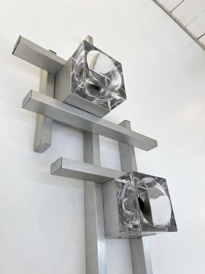 Gaetano Sciolari Pair of Cubic Sconces Metal Murano Glass by Sciolari Italy 1970s