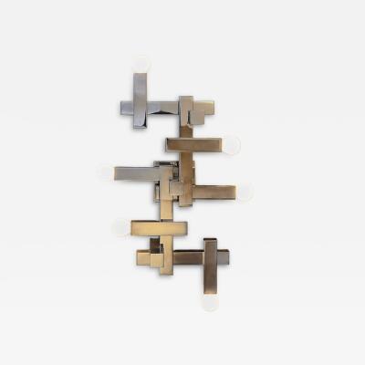Gaetano Sciolari Pair of Cubist Chromed Gaetano Sciolari Wall Sconce