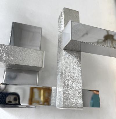 Gaetano Sciolari Pair of Geometry Metal Sconces Italy 1970s