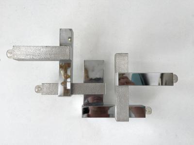 Gaetano Sciolari Pair of Geometry Metal Sconces Italy 1970s