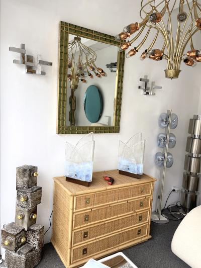 Gaetano Sciolari Pair of Geometry Metal Sconces Italy 1970s