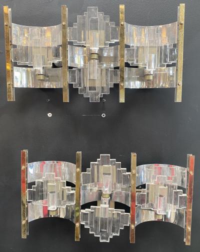 Gaetano Sciolari Pair of Large Wall Sconces by Gaetano Sciolari 1960 