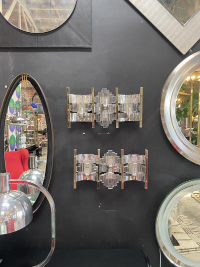Gaetano Sciolari Pair of Large Wall Sconces by Gaetano Sciolari 1960 