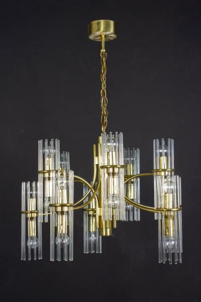 Gaetano Sciolari Pair of Mid Century Modernist Chandeliers by Gaetano Sciolari 1960s