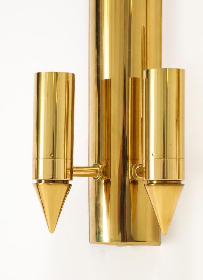 Gaetano Sciolari Pair of Rare form 1970s Golden Brass Sconces by Gaetano Sciolari 