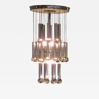 Gaetano Sciolari Pair of Scolari Italian Modern Polished Chrome Chandeliers