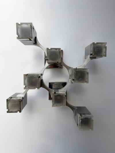 Gaetano Sciolari Pair of Sconces Cubic Metal Chrome and Lucite by Sciolari Italy 1970s