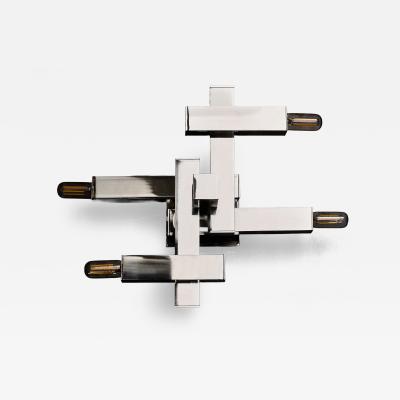 Gaetano Sciolari Pair of Small Cubic Chrome Wall Sconces by Gaetano Sciolari